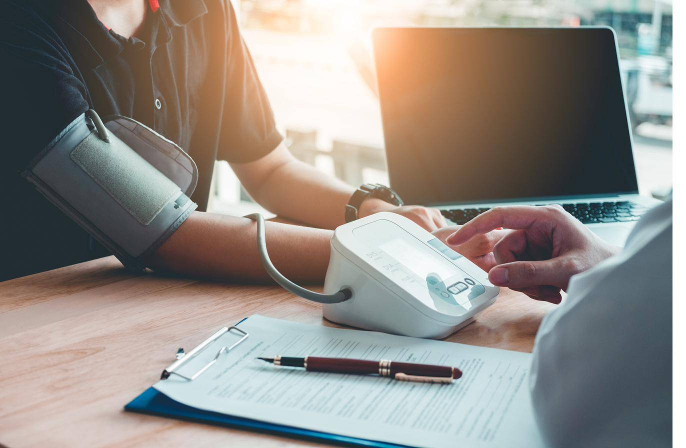 A workplace health check being carried out